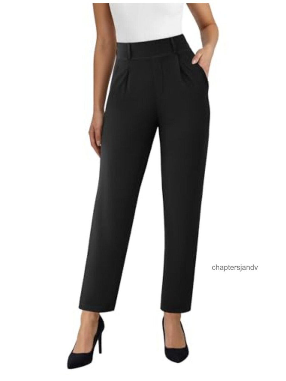 Women's Pull-On Straight Leg Dress Pants Stretchy High Rise Work Slacks with